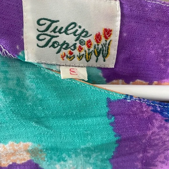 Vintage 90s Tulip Tops Abstract Multicolor Dress Shoulder Pads - Picture 3 of 3